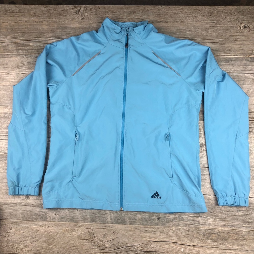 Adidas light blue jacket size L